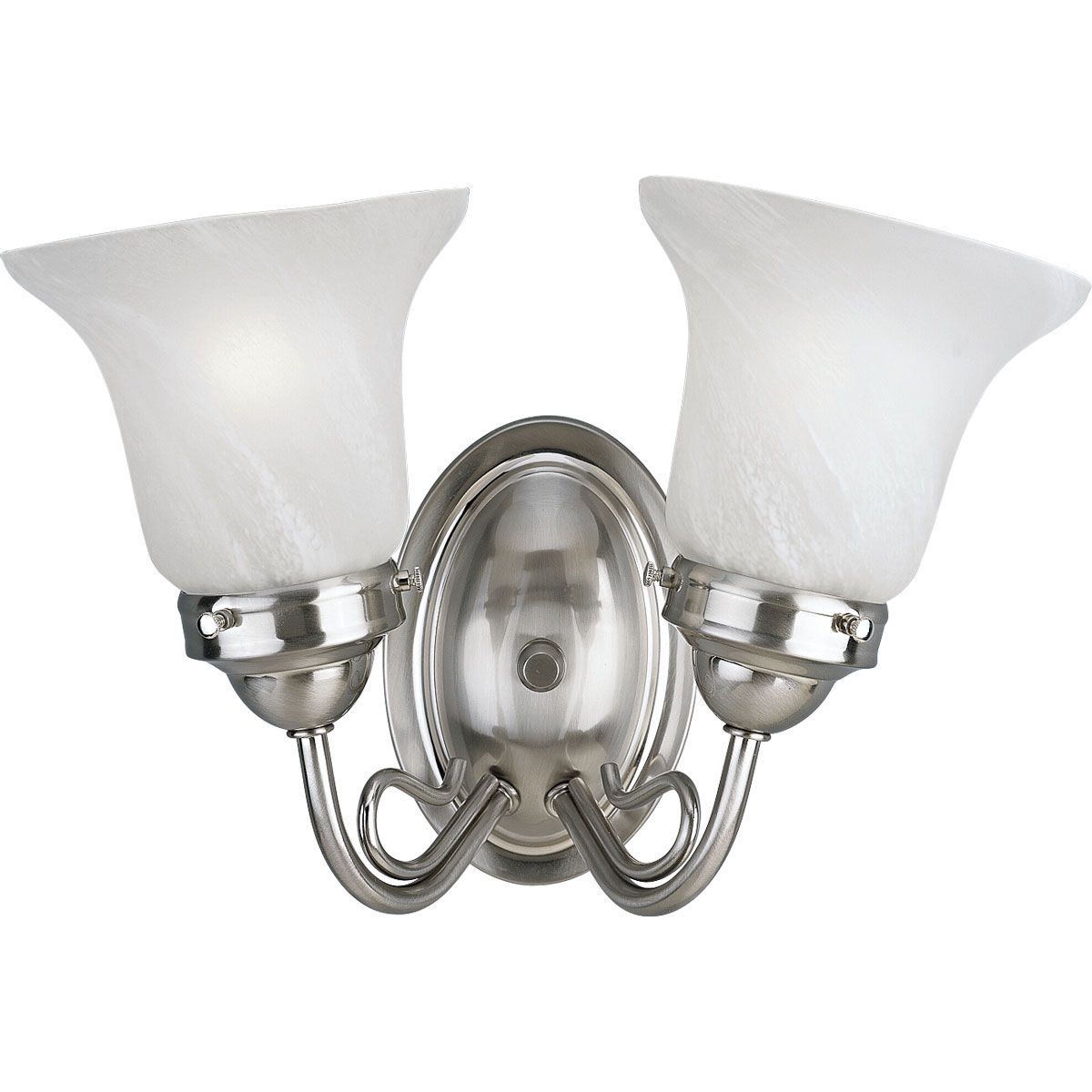 PROGRESS LIGHTING P3368-09 Brushed Nickel Bedford Collection Two-Light Brushed Nickel Etched Alabaster Glass Traditional Bath Vanity Light