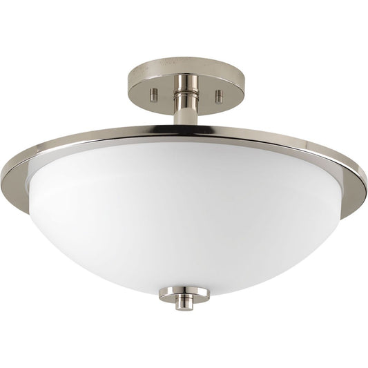 PROGRESS LIGHTING P3424-104 Polished Nickel Replay Collection Two-light 14-3/4" Semi-Flush
