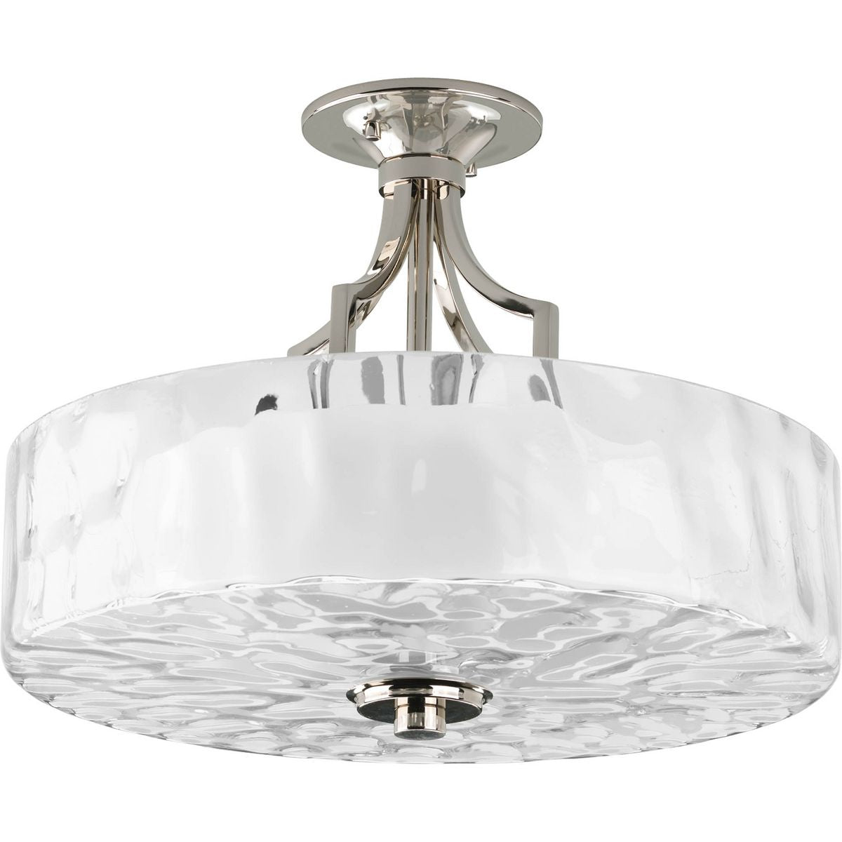 PROGRESS LIGHTING P3434-104 Polished Nickel Caress Collection Two-Light 16" Semi-Flush Mount