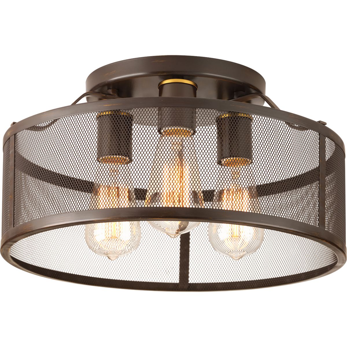 PROGRESS LIGHTING P3452-20 Antique Bronze Swing Collection Three-Light 15" Flush Mount