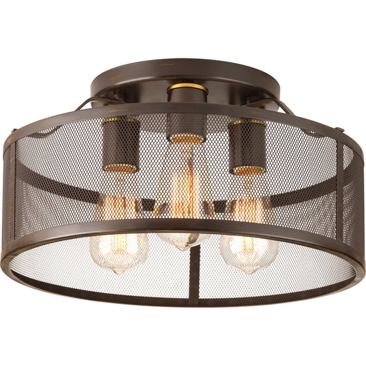 PROGRESS LIGHTING P3452-20 Antique Bronze Swing Collection Three-Light 15" Flush Mount