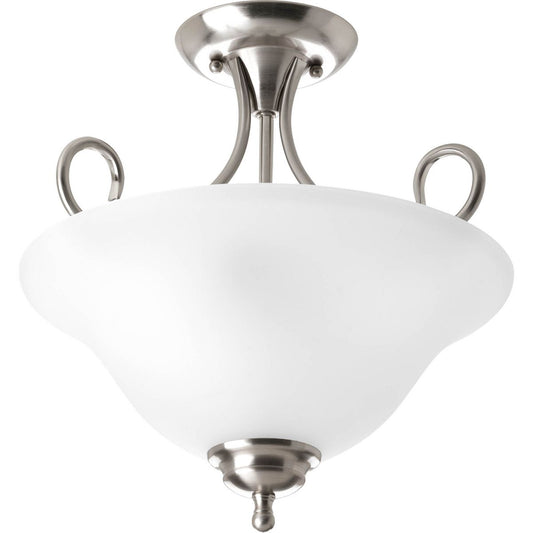 PROGRESS LIGHTING P3460-09ET Brushed Nickel Two-Light 13-1/4" Semi-Flush