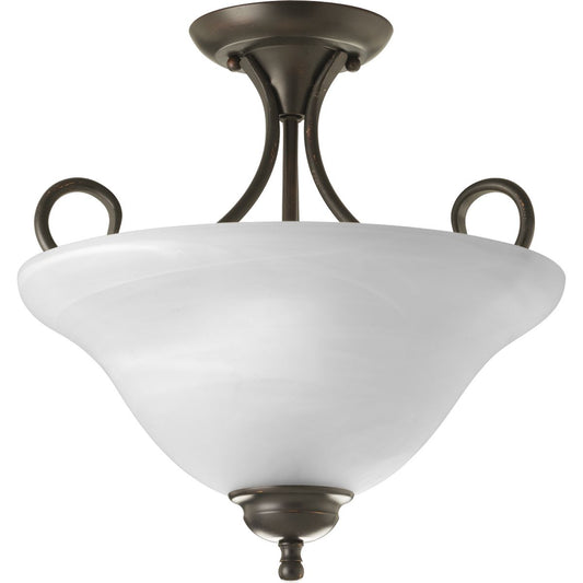 PROGRESS LIGHTING P3460-20 Antique Bronze Two-Light 13-1/4" Semi-Flush