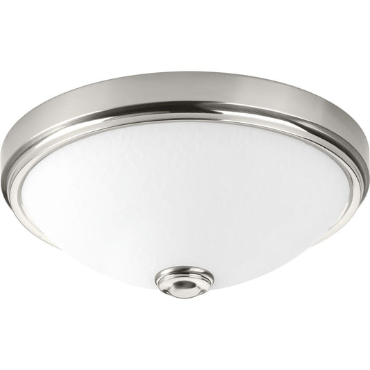 PROGRESS LIGHTING P350005-009-30 Brushed Nickel One-Light 11" LED Linen Glass Flush Mount