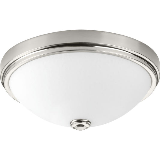 PROGRESS LIGHTING P350006-009-30 Brushed Nickel One-Light 13" LED Linen Glass Flush Mount