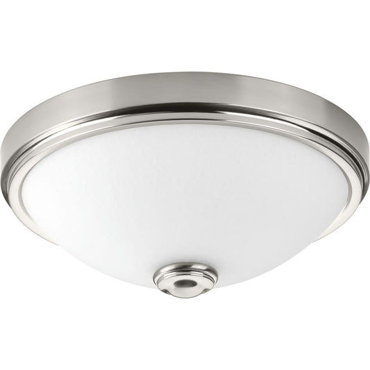 PROGRESS LIGHTING P350007-009-30 Brushed Nickel One-Light 15" LED Linen Glass Flush Mount