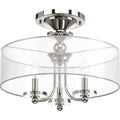 PROGRESS LIGHTING P350029-104 Polished Nickel Marche' Collection Three-Light Semi-Flush Convertible