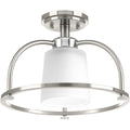 PROGRESS LIGHTING P350032-009 Brushed Nickel West Village Collection 13-1/2" One-Light Semi-Flush Convertible