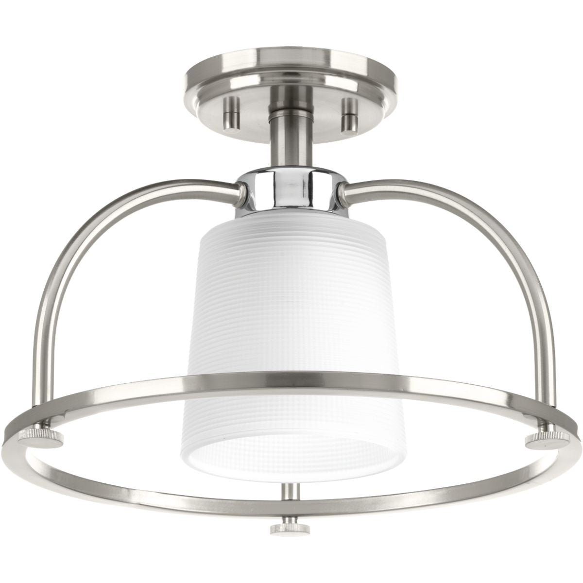 PROGRESS LIGHTING P350032-009 Brushed Nickel West Village Collection 13-1/2" One-Light Semi-Flush Convertible