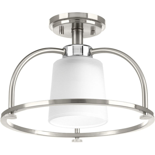 PROGRESS LIGHTING P350032-009 Brushed Nickel West Village Collection 13-1/2" One-Light Semi-Flush Convertible