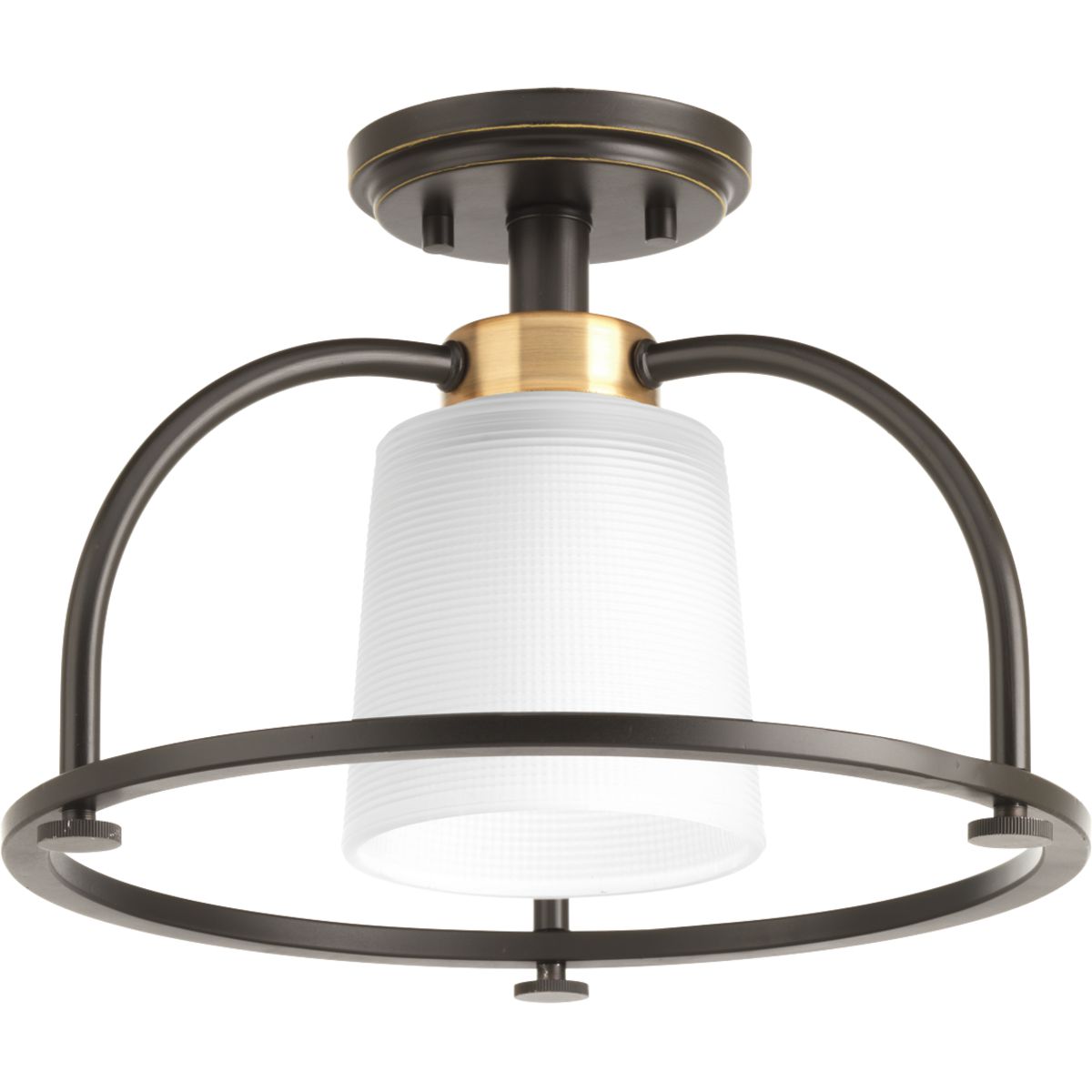 PROGRESS LIGHTING P350032-020 Antique Bronze West Village Collection 13-1/2" One-Light Semi-Flush Convertible