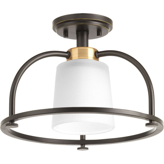 PROGRESS LIGHTING P350032-020 Antique Bronze West Village Collection 13-1/2" One-Light Semi-Flush Convertible