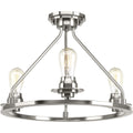 PROGRESS LIGHTING P350036-009 Brushed Nickel Debut Collection Three-Light Semi-Flush Convertible