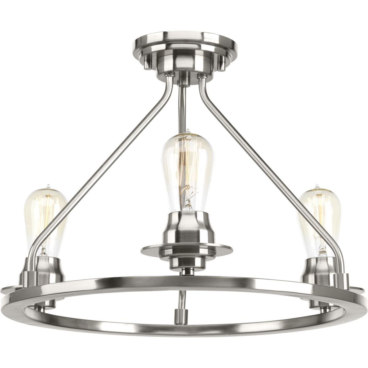 PROGRESS LIGHTING P350036-009 Brushed Nickel Debut Collection Three-Light Semi-Flush Convertible
