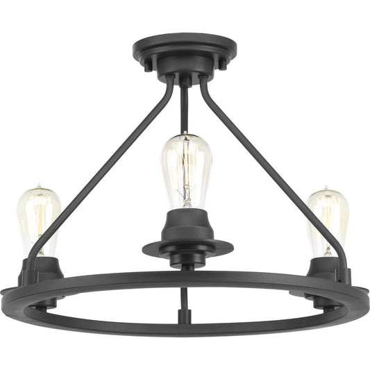 PROGRESS LIGHTING P350036-143 Graphite Debut Collection Three-Light Semi-Flush Convertible