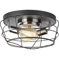 PROGRESS LIGHTING P350037-143 Graphite Gauge Collection Two-Light Flush Mount