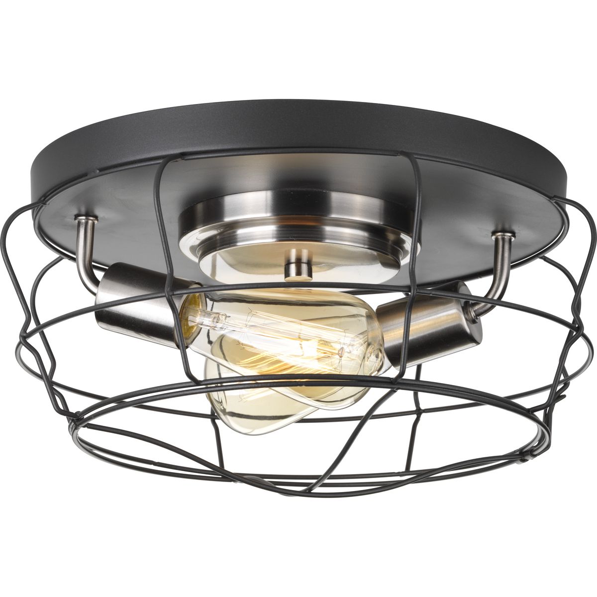 PROGRESS LIGHTING P350037-143 Graphite Gauge Collection Two-Light Flush Mount