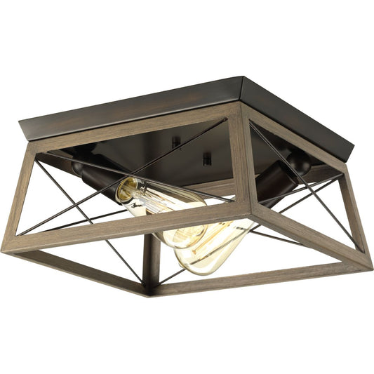 PROGRESS LIGHTING P350039-020 Antique Bronze Briarwood Collection Two-Light Flush Mount