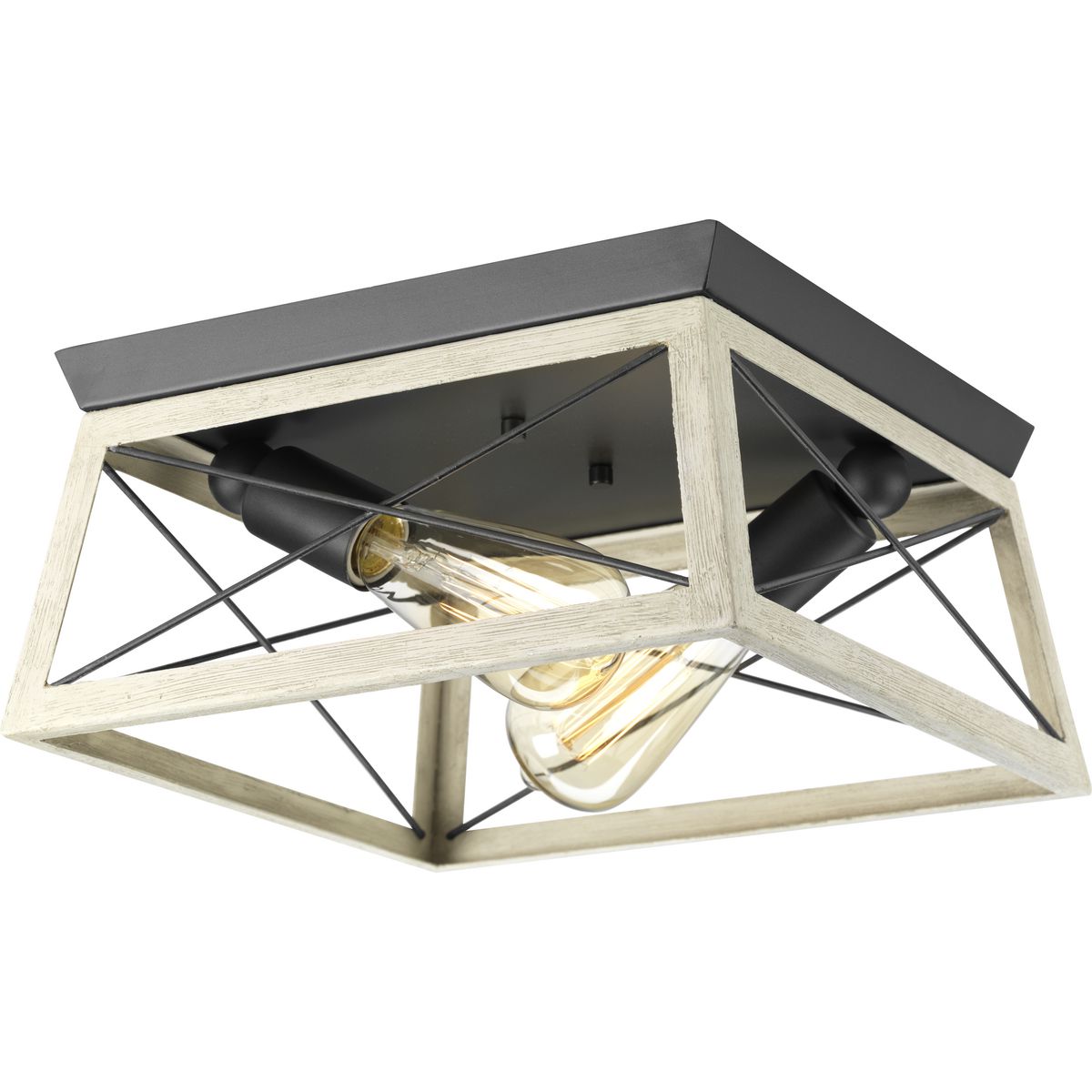 PROGRESS LIGHTING P350039-143 Graphite Briarwood Collection Two-Light Flush Mount