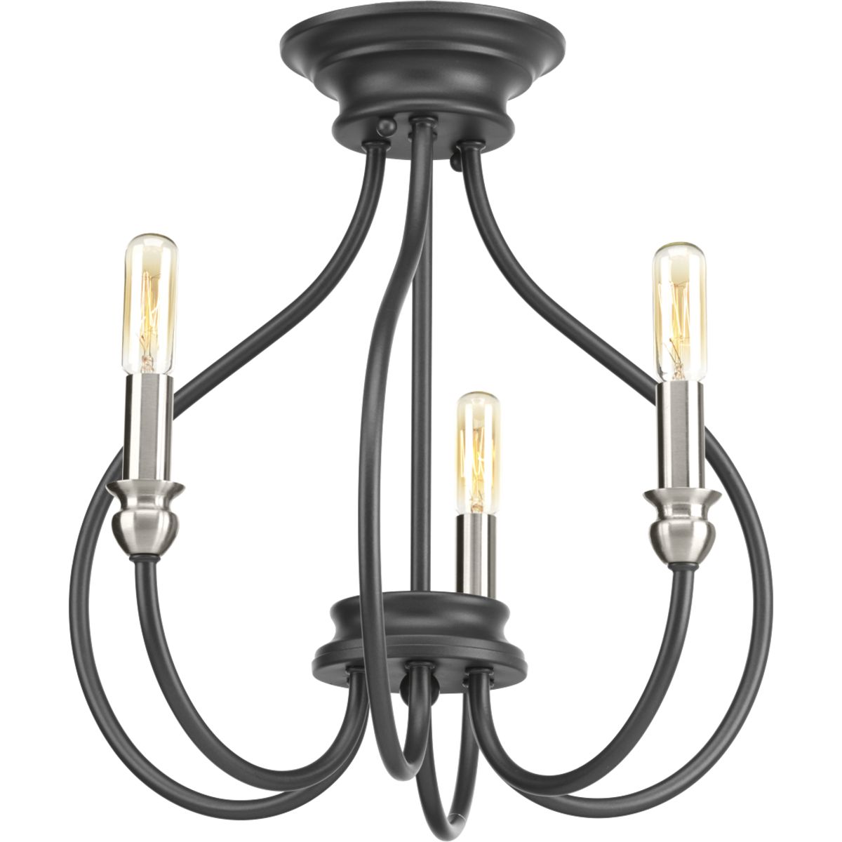 PROGRESS LIGHTING P350042-143 Graphite Whisp Collection Three-Light Semi-Flush Convertible