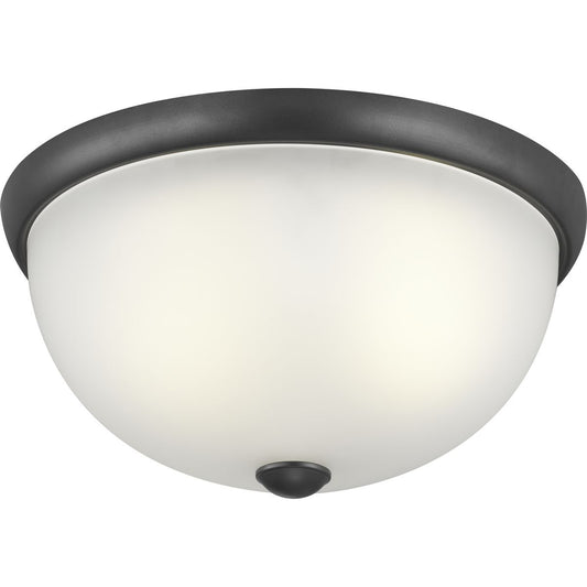 PROGRESS LIGHTING P350044-143 Graphite Two-Light 14" Glass Dome Flush Mount