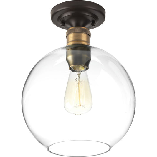 PROGRESS LIGHTING P350046-020 Antique Bronze Hansford Collection One-light 10" Flush Mount