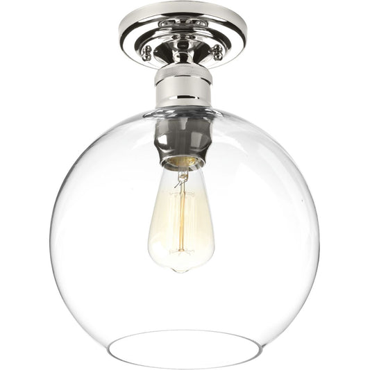 PROGRESS LIGHTING P350046-104 Polished Nickel Hansford Collection One-light 10" Flush Mount