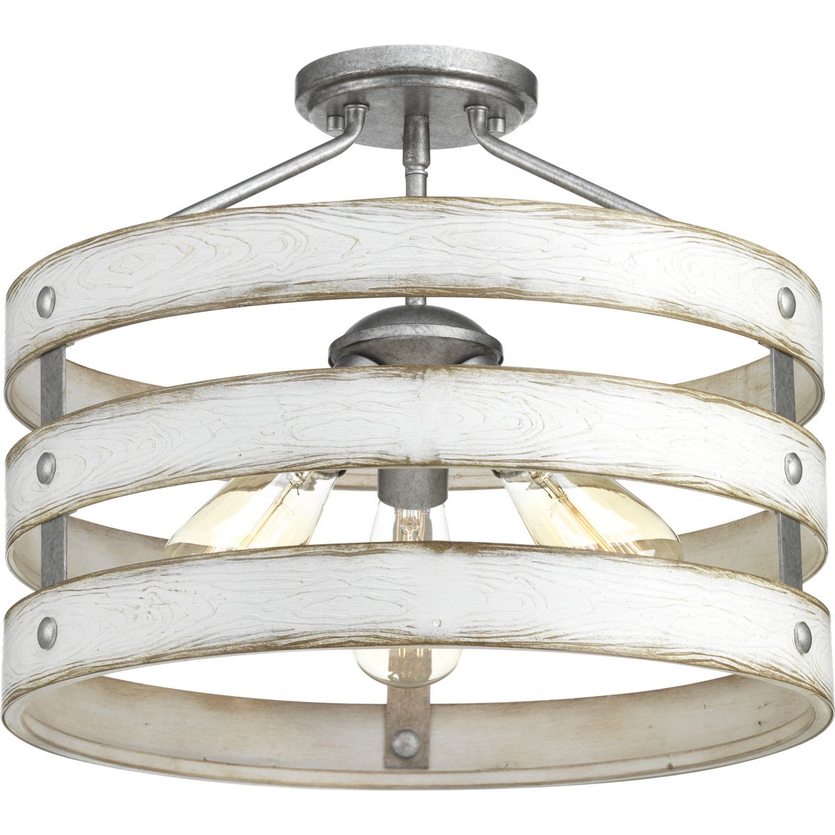PROGRESS LIGHTING P350049-141 Galvanized Finish Gulliver Collection Three-Light 17" Semi-Flush Convertible