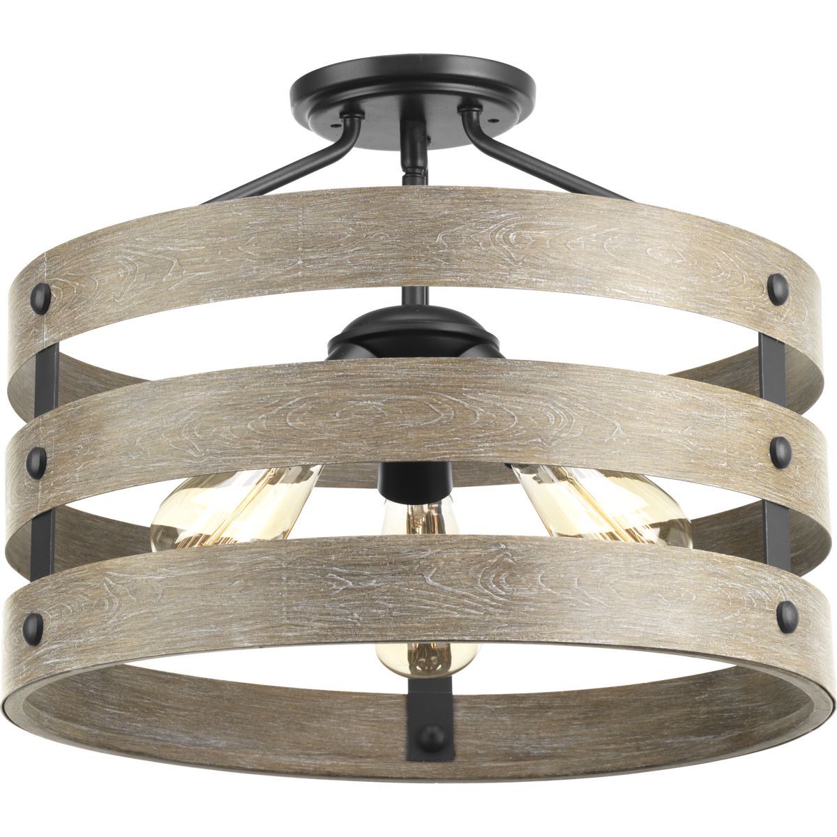 PROGRESS LIGHTING P350049-143 Graphite Gulliver Collection Three-Light 17" Semi-Flush Convertible