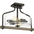 PROGRESS LIGHTING P350059-020 Antique Bronze Barnes Mill Collection Two-Light 16-1/4 Semi-Flush