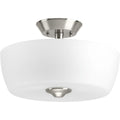 PROGRESS LIGHTING P350060-009 Brushed Nickel Leap Collection Two-Light 14" Semi-Flush Mount