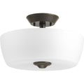 PROGRESS LIGHTING P350060-020 Antique Bronze Leap Collection Two-Light 14" Semi-Flush Mount