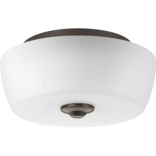 PROGRESS LIGHTING P350061-020 Antique Bronze Leap Collection Two-Light 14" Flush Mount