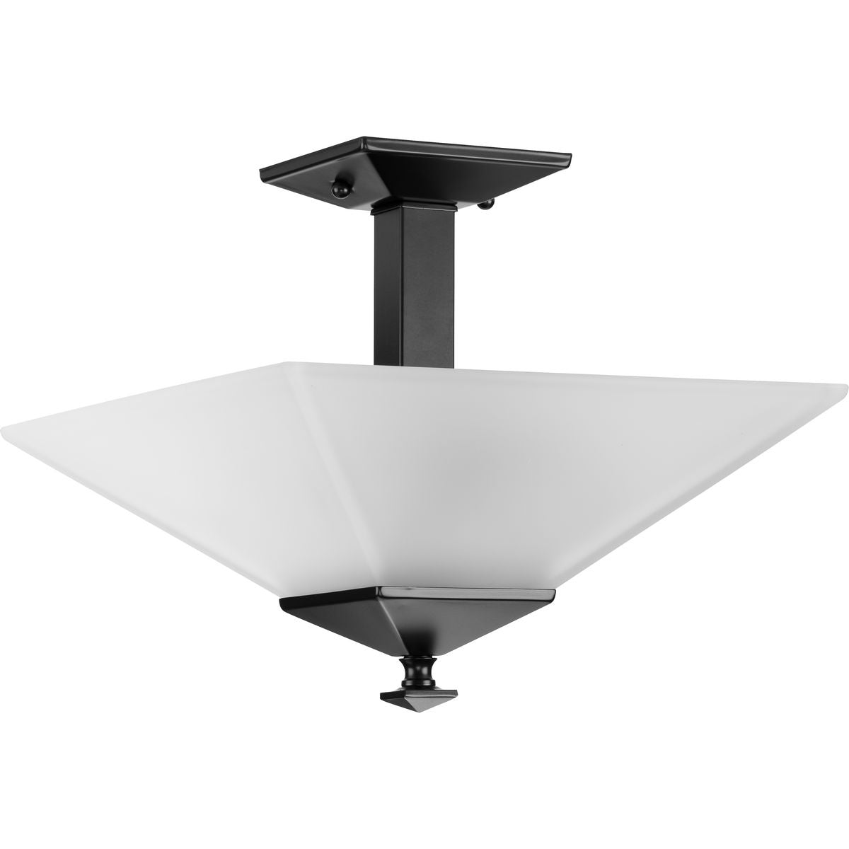 PROGRESS LIGHTING P350107-31M Matte Black Clifton Heights Collection 12-3/4" Two-Light Modern Farmhouse Matte Black Etched Glass Semi-Flush Mount Light