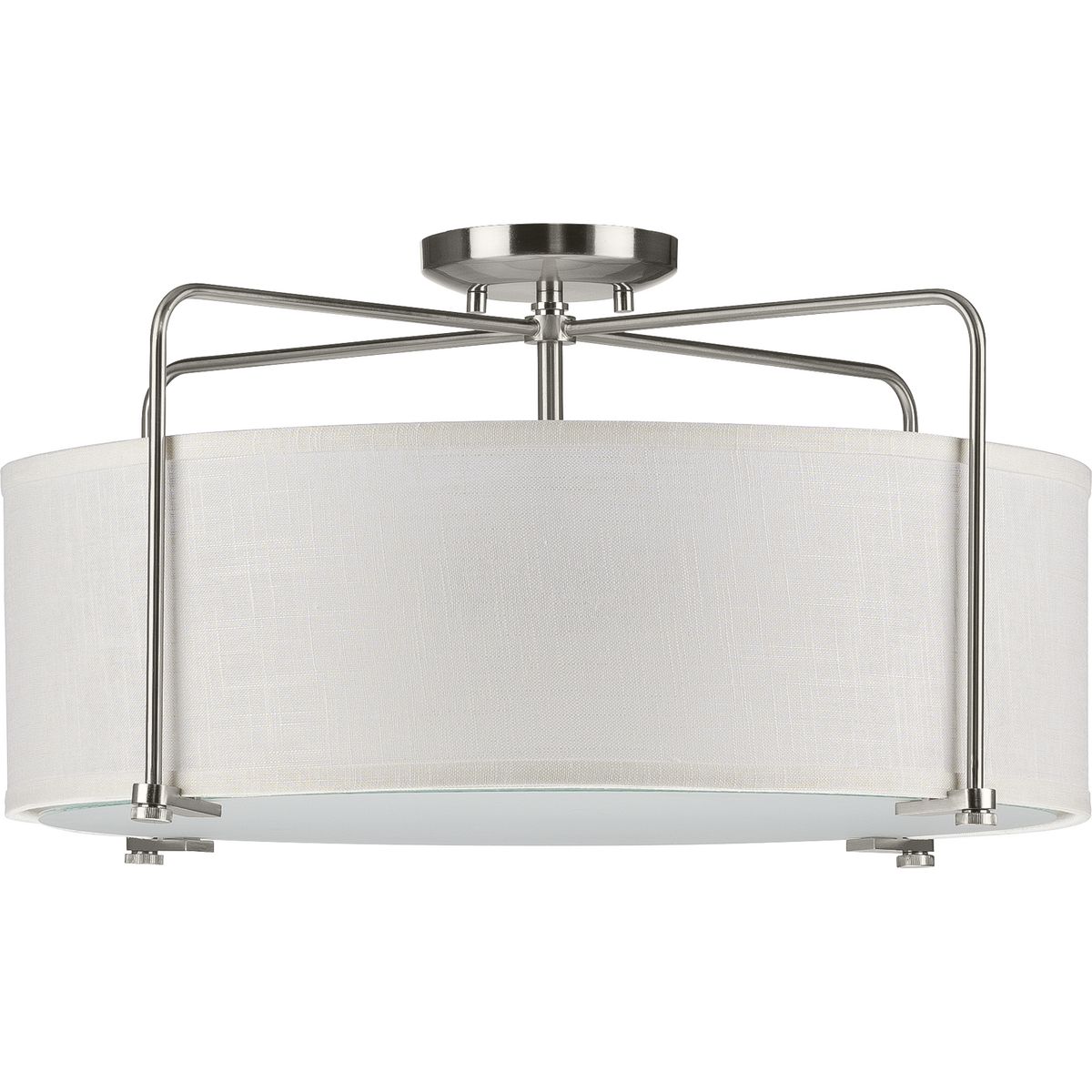 PROGRESS LIGHTING P350110-009 Brushed Nickel Kempsey Collection Three-Light Semi-Flush Convertible