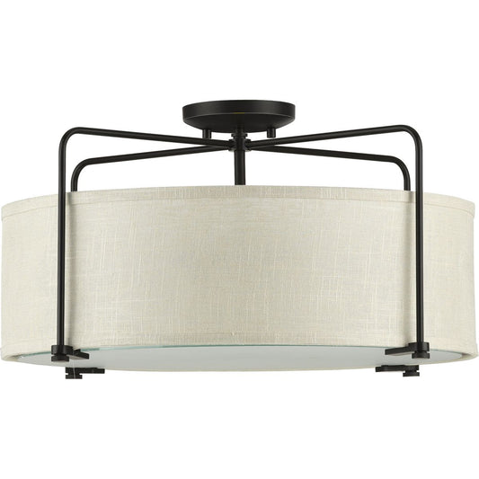 PROGRESS LIGHTING P350110-020 Antique Bronze Kempsey Collection Three-Light Semi-Flush Convertible