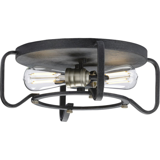 PROGRESS LIGHTING P350116-071 Gilded Iron Foster Collection 16" Two-Light Flush Mount
