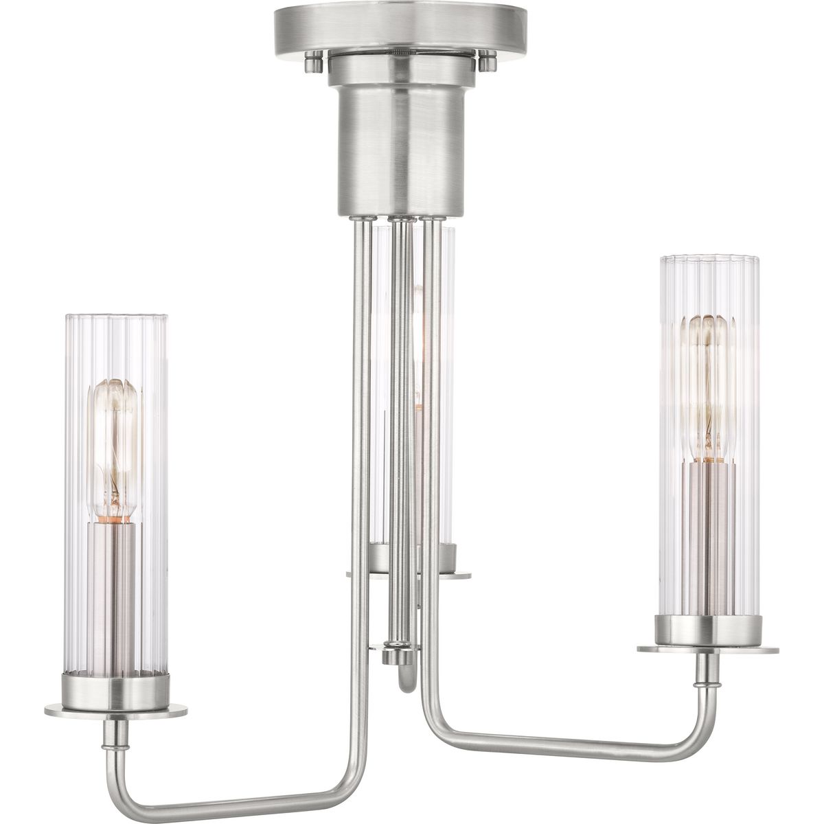 PROGRESS LIGHTING P350122-009 Brushed Nickel Rainey Collection Three-Light. Semi-Flush Convertible