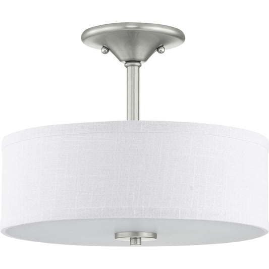 PROGRESS LIGHTING P350129-009 Brushed Nickel Inspire Collection 13" Two-Light Semi-Flush