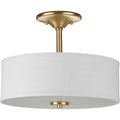 PROGRESS LIGHTING P350129-012 Satin Brass Inspire Collection Two-Light Satin Brass Summer Linen Shade New Traditional Semi-Flush Light