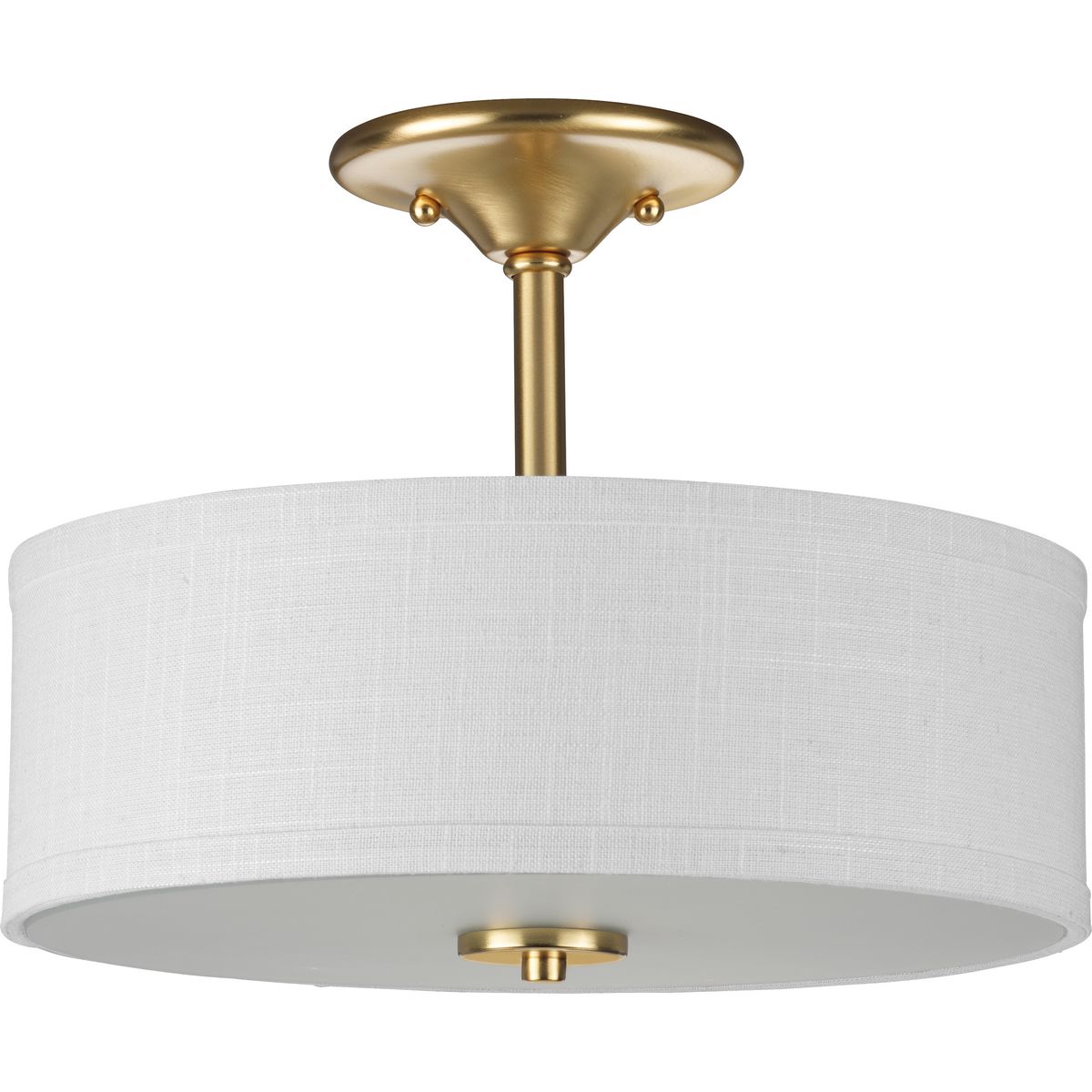 PROGRESS LIGHTING P350129-012 Satin Brass Inspire Collection Two-Light Satin Brass Summer Linen Shade New Traditional Semi-Flush Light