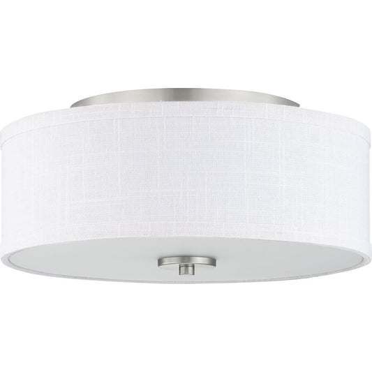 PROGRESS LIGHTING P350130-009 Brushed Nickel Inspire Collection 13" Two-Light Flush Mount