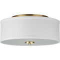 PROGRESS LIGHTING P350130-012 Satin Brass Inspire Collection Two-Light Satin Brass Summer Linen Shade New Traditional Flush Mount Light