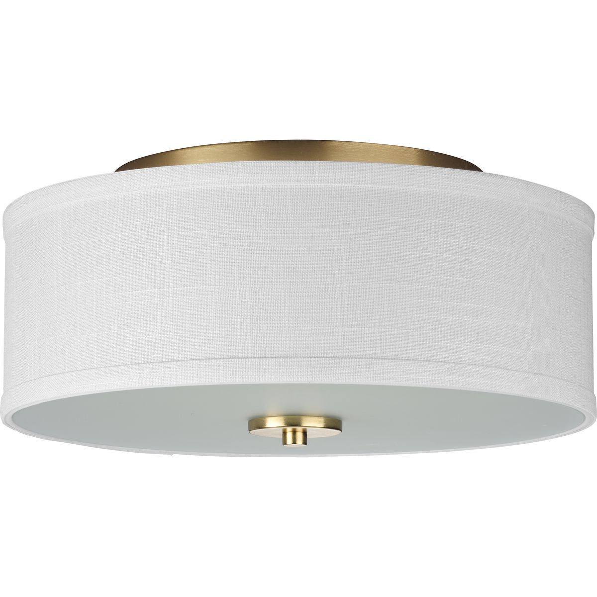 PROGRESS LIGHTING P350130-012 Satin Brass Inspire Collection Two-Light Satin Brass Summer Linen Shade New Traditional Flush Mount Light