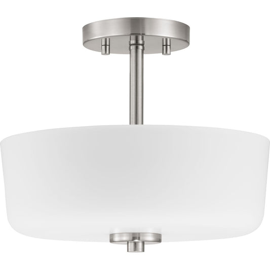 PROGRESS LIGHTING P350137-009 Brushed Nickel Tobin Collection Two-Light 12-1/4" Semi-Flush Convertible