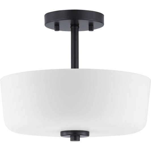 PROGRESS LIGHTING P350137-031 Matte Black Tobin Collection Two-Light 12-1/4" Semi-Flush Convertible