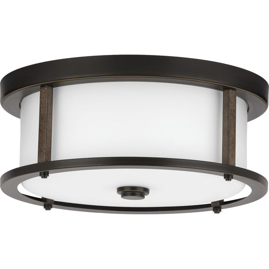 PROGRESS LIGHTING P350144-020 Antique Bronze Mast Collection Two-Light 13" Flush Mount