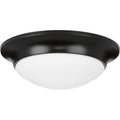 PROGRESS LIGHTING P350146-031 Matte Black One-Light 11-1/2" Etched Glass Flush Mount