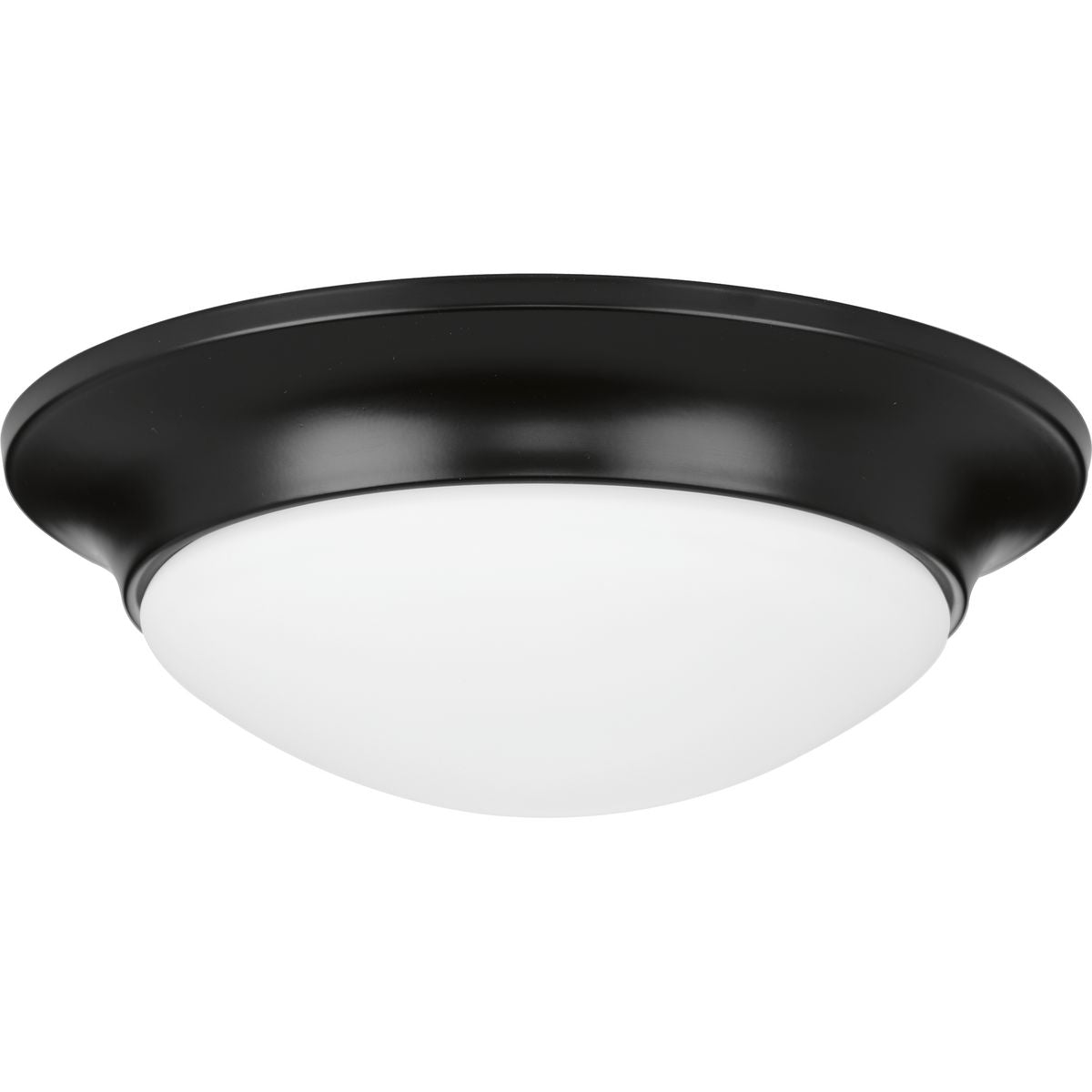 PROGRESS LIGHTING P350146-031 Matte Black One-Light 11-1/2" Etched Glass Flush Mount