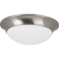 PROGRESS LIGHTING P350147-009 Brushed Nickel Two-Light 14" Etched Glass Flush Mount